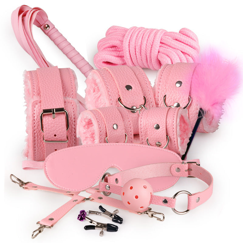 Chastity Bondage Gear Plush Leather Fetish Kit Restraints Slave Handcuffs Sex Toys for Couples Adult Games Flirt Intimate Goods