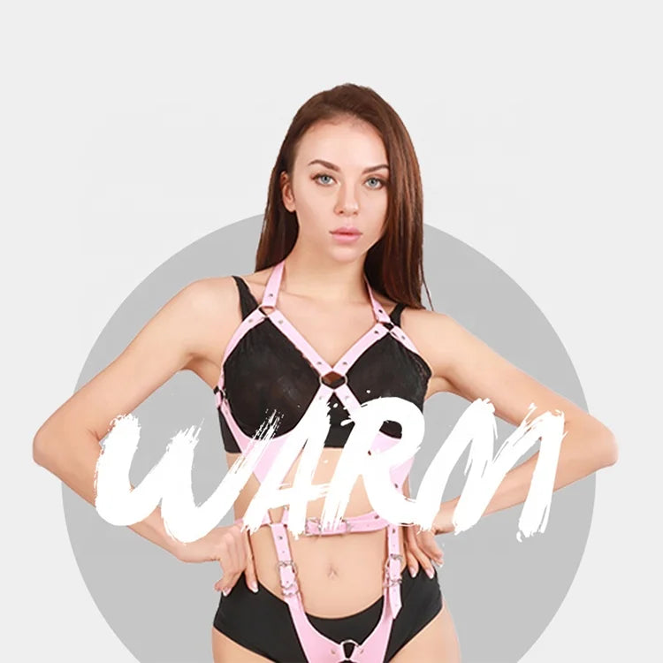 Lencería sexy bondage BDSM para mujer, arnés sexy, fetiche maduro, ropa sexy de cuero sintético