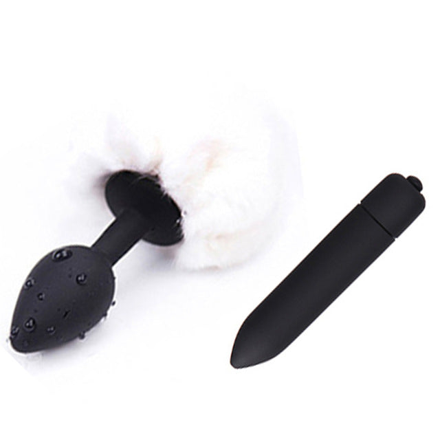 Silicone Anal Plug Vibrator Rabbit Tail Butt Plug Vagina Vibrators Anal Sex Toys for Woman Men Gay Adults Intimate Goods