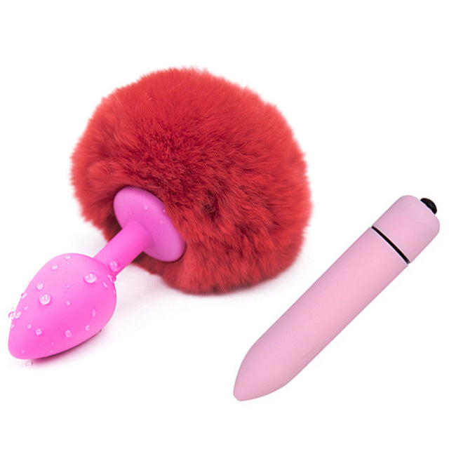 Silicone Anal Plug Vibrator Rabbit Tail Butt Plug Vagina Vibrators Anal Sex Toys for Woman Men Gay Adults Intimate Goods