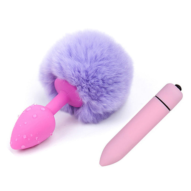 Silicone Anal Plug Vibrator Rabbit Tail Butt Plug Vagina Vibrators Anal Sex Toys for Woman Men Gay Adults Intimate Goods