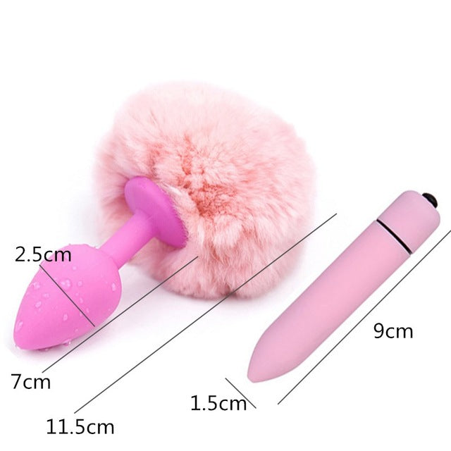 Silicone Anal Plug Vibrator Rabbit Tail Butt Plug Vagina Vibrators Anal Sex Toys for Woman Men Gay Adults Intimate Goods